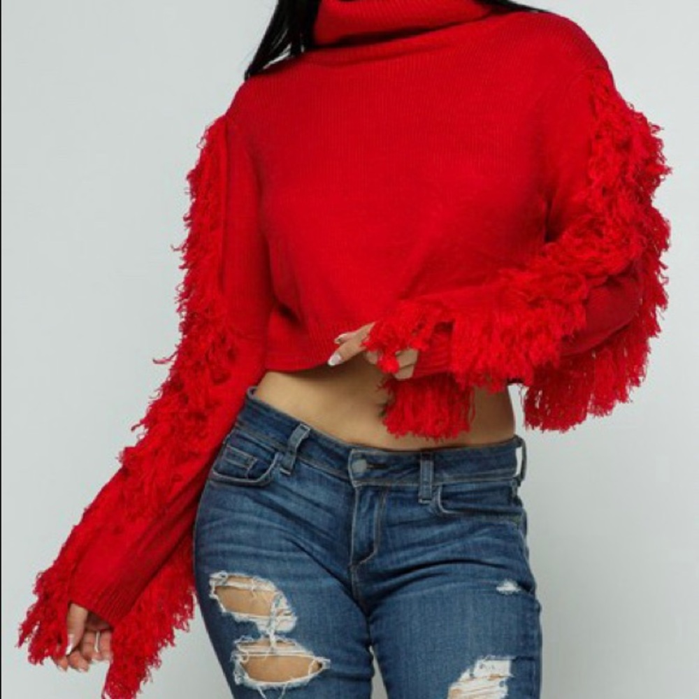 ❤️Red fringe sweater❤️